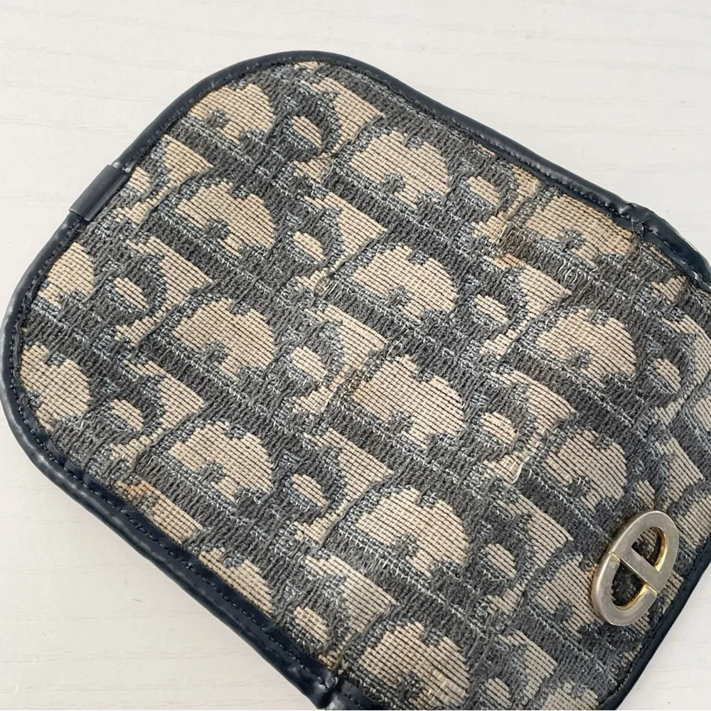 Christian Dior vintage blue trotter monogram canvas pouch